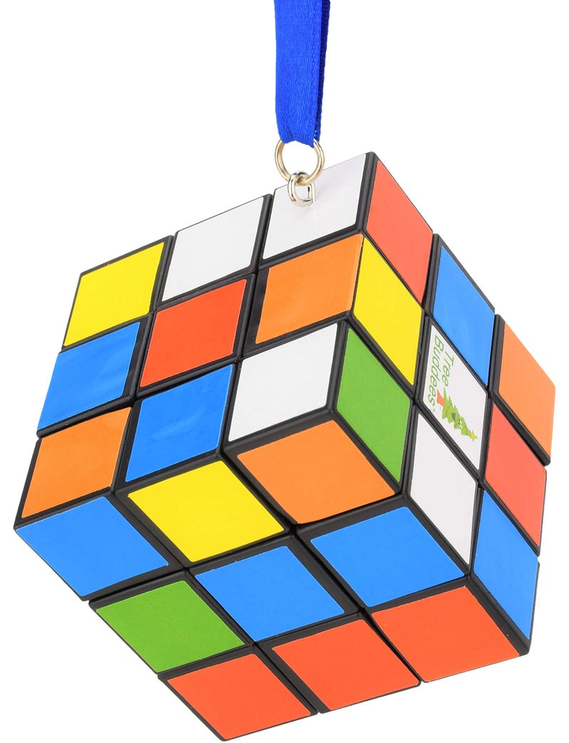 Tree Buddees Christmas Ornaments Tree Buddees Colored Cube Puzzle with Blue String - Image 1